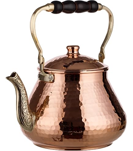Amazon.com | DEMMEX Large Copper Teapot, 1mm Thick, Engraved